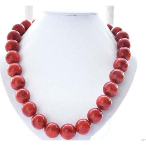 Charming 14mm Natural Red Coral Round Beads Necklace 18'' 36"