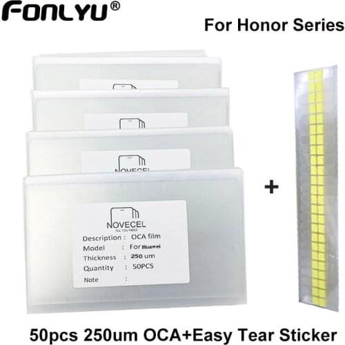 50pc 250um OCA Optical Clear Adhesive for Huawei Honor Play 8A/7 V9/4Play/8 7 6 5 4 X V8 9 10 OCA Glue Touch Glass Lens Film