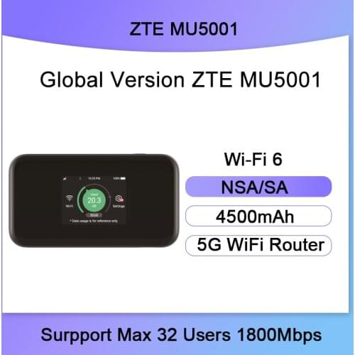 New ZTE MU5001U 5g router with sim card router Sub6 5G Wifi 6 Qualcomm SDX55 LTE Router2.4&5G dual band Gigabit rate unlocked
