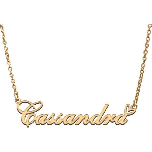 Love Heart Cassandra Name Necklace for Women Stainless Steel Gold & Silver Nameplate Pendant Femme Mother Child Girls Gift