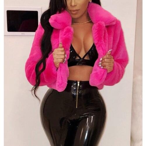 Women Coat Fluffys Fleece Turn-down Collar Faux Furs Top Short Loose Coat Casaco Feminino Inverno Пальто Женское Осень