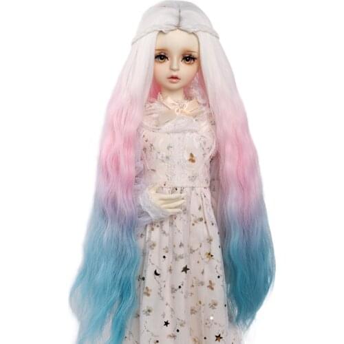 Aidolla Gradient Color BJD Doll Wig Long Curly Wig Doll Hair High Temperature Fiber Multi-Color Doll Accessories For 1/3 Dolls