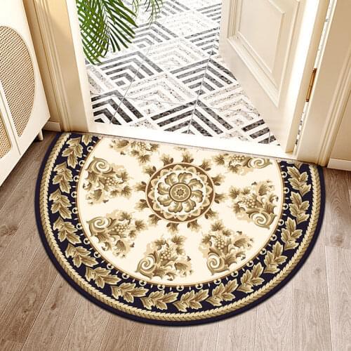 Half Round Bath Mats Entrance Doormat Ethnic Style Bedroom Carpet Bathroom Rugs Water Absorbent Anti Slip Floor Mat
