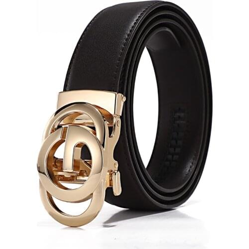 Genuine Leather Men Belt Jeans Luxury Rhinestone Metal Rotatable Belt Buckle High Quality Business Belt Male Waistband Belts New