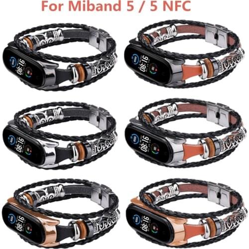 For Xiaomi Mi 5 / 5 NFC Ethnic Style Watchbands Vintage Leather Beading Bracelet Strap Weave For Xiao mi 5 Replacement Strap