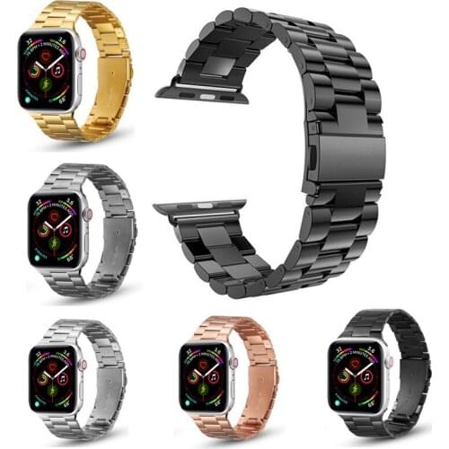 For Apple Watch Series 6 5 4 3 2 Band Strap 40mm 44mm 42mm Black Stainless Steel Bracelet Strap Adapter for iWatch Band 4 3 38mm