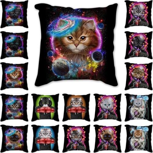 Christmas nebula Style Cushion Cover Cat Christmas Home Decorative Pillows Cushion Covers Merry Cat Throw Present 45x45cm