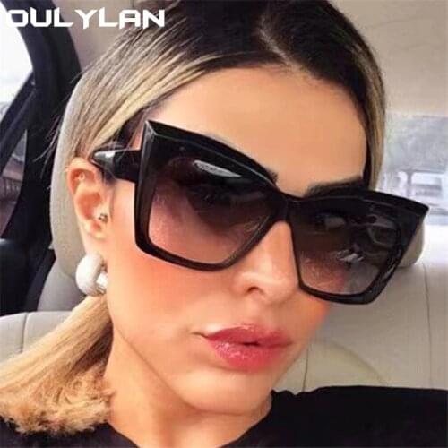 Oulylan New Cat Eye Oversized Sunglasses Women 2021 Personality Vintage Sun Glases Femlae Gradient Shades Black Eyewear UV400