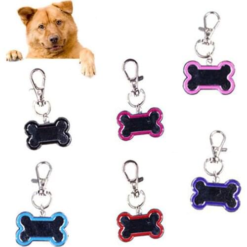 Bone Shape Pet Dog Puppy Anti-lost ID Name Tag Plate Charm Collar Decoration