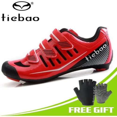 Tiebao Road Bike Shoes Breathable Mesh Upper Self-locking Cycling Shoes sapatilha ciclismo Athletic Racing Bicycle Shoes