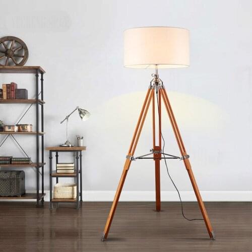 Vintage Country Loft Original Wood Fabric Led E27 Floor Lamp For Living Room Bedroom Study Deco H 160cm 80-265v 1209
