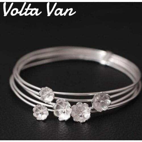 Volta Van Vintage Bangles 925 Sterling Silver 2021 New Jewelry Plum Blossom Multi-layer Elegant National Style Silver Bracelet