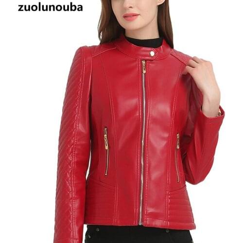 2020 Autumn New One Piece Of Fur Ladies Zipper Coat Motorcycle Pu Solid Color Casual Commuter Slim Casual Women Leather Jacket