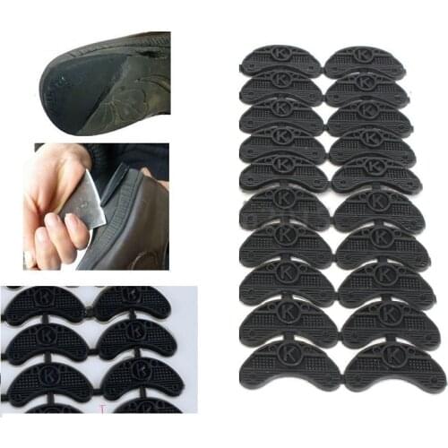 10 Pairs Black Rubber Sole Replacement Heel Savers Toe Plates Tap DIY Glue On Shoes Pad