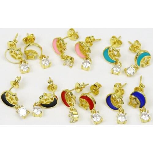 10 Pairs Emanel Crescent stud earrings Gold shape earrings Mix color Jewelry earrings Gift for women jewelry 51538