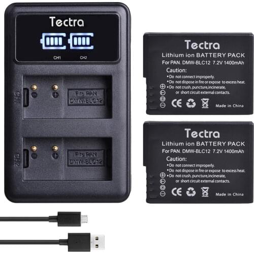 2pcs 1400mAh DMW-BLC12 BLC12E BLC12PP DMW BLC12 Battery+Dual Charger for Panasonic Lumix FZ1000,FZ200,FZ300,G5,G6,G7,GH2,DMC-GX8