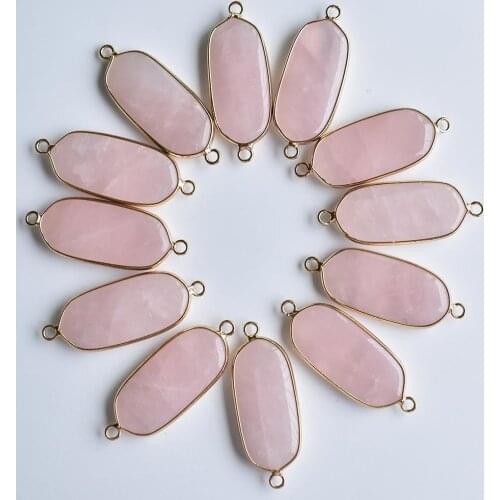 2020 fashion natural Quartz pink Crystal pendants Connector for Bracelets necklaces Jewelry Making 12pcs/lot wholesale free