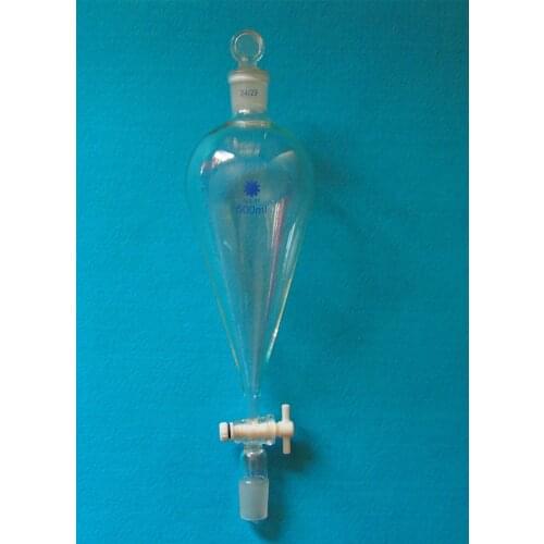 500ml,24/29,Glass Pear shape separatory funnel,Pyriform With PTFE stopcock,TYPE B