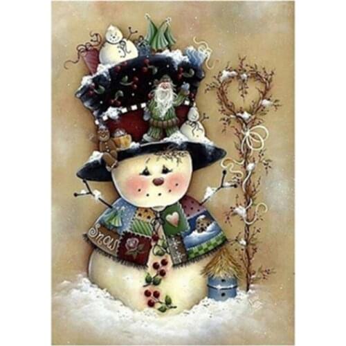 ARMYQZ 5D DIY Diamond Painting "Christmas Snowman"Cross Stitch Square Round Drill Mosaic Decoration