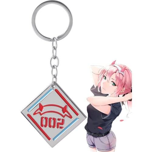 Anime DARLING in the FRANXX 02 Zero Two Keychain Red Devil Horn Pendant Keyring for Women Men Jewelry Cosplay Props