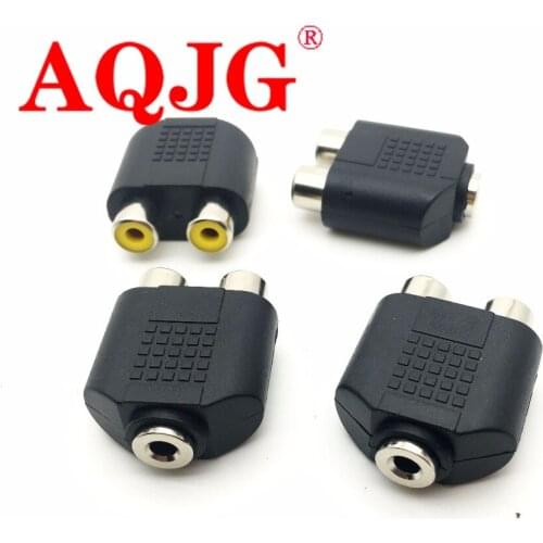 3.5 mm AUX Female to 2 RCA Female Audio Adapter for Computer Speaker Earphone Headphone Stereo AUX Splitter Connector