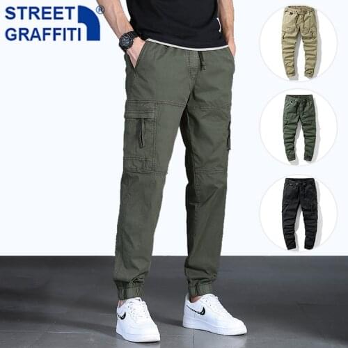 Men New Tactical Cargo Pants Cotton Multiple Pocket Joggers 2021 Hip Hop pants Men Street fashion Sweatpants Tie feet Trousers