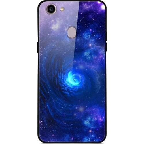 For OPPO F5 Phone Case Tempered Glass Case Fitness Back Cover Star Sky Pattern