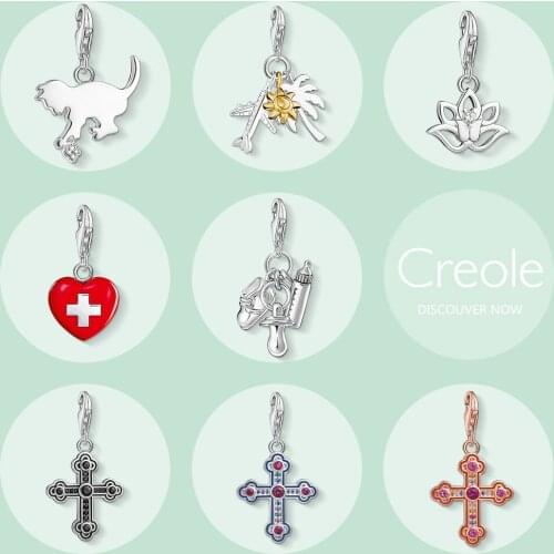 Kitten Baby Bottles,Dummy & Shoe Lotus Heart Victorian Cross Palm Tree,Sun,Plane Charm Pendant,2019 Jewelry 925 Sterling Silver