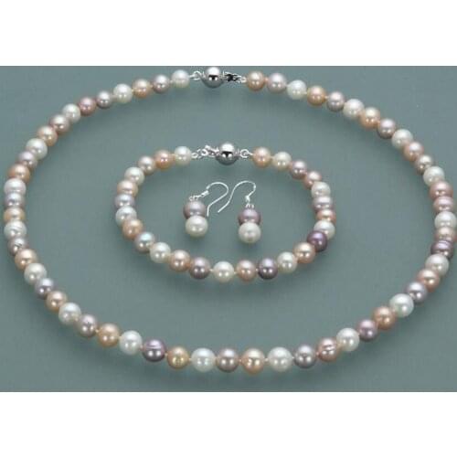 Hot selling free shipping*****New 8mm Sea shell Pearl Necklace Bracelet & Earrings Jewelry Set