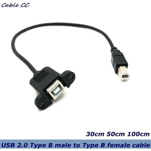 0.3m 0.5m USB 2.0 Type B Male to Female M/F EXTENSION Data Cable Panel Mount For Printer or 3D Printer Cable Connector Adapter