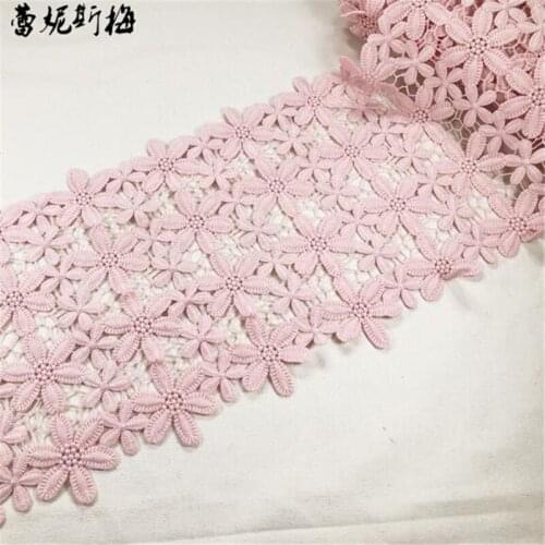 3Meters Polyester Pink Headscarf Clothing Accessories 22cm wide pink milk silk Polyester Lace Trim Fabric LR0046