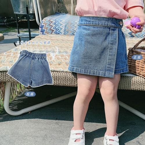 2021 Summer Girls Fashion Jeans Shorts with Skirt