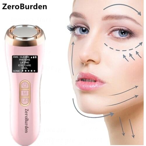 ZeroBurden Facial Massager LED Light Therapy EMS Wrinkle Removal Skin Tightening Hot Cool Treatment Skin Care Beauty Device