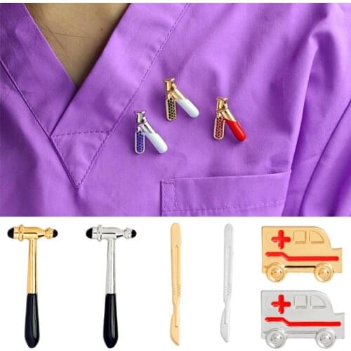 High Quality Medical Brooch Enamel Pins Doctor Nurse Stethoscope Syringe Shape Brooches Denim Scarf Lapel pin Button Badges Gift