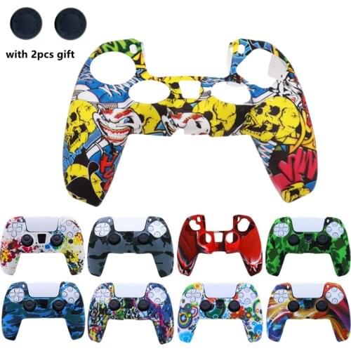 Soft Silicone Skin Protective Case For Sony Playstation 5 PS5 Controller Camo Anti-slip cover Thumb Grips Joystick Caps