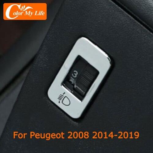 Car Headlight Switch Knob Panel Cover Trim for Peugeot 2008 2014 - 2018 Accessories ABS Chrome Head Lights Knobs Sticker