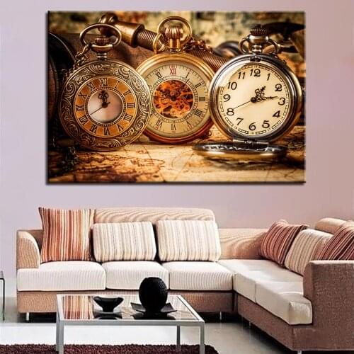 Canvas Painting Wall Art HD Prints 1 Pieces Clocks Watches Home Bedside Background Decorative Modular Pictures Artwork Poster