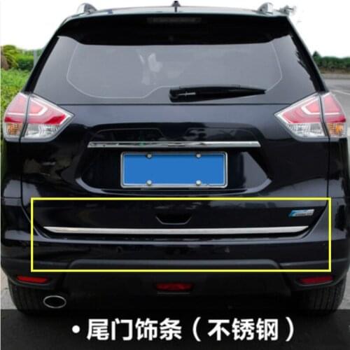 For Nissan X-Trail X Trail 2014-2019 Tailgate Rear Door Bottom Cover Molding Trim Stainless Steel back door trim car Accessories