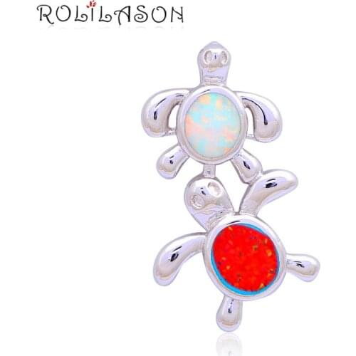 Wholesale & Retail boy and girl Tortoise Orange white Fire Opal Silver Stamped Necklace Pendants Fashion jewelry OP464