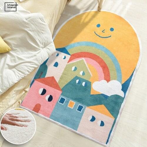 Oval Carpet For Living Room Modern Furry Mat For Children Bedroom Bedside Carpet Children Play Game Mat Baby Carpet Fluffy Rug