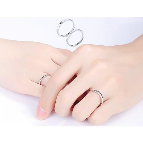 Women Girls Silver Color Couple Rings Fashion Graceful Wedding Jewelry Sun Moon Rings Anniversary for Best Friends