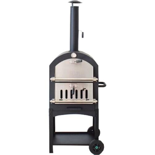 Pizza Stove Barbecue Box Outdoor with Wheels Thickened Brushed Stainless Steel Double Door Bakelite Door Handle Pizza Stove