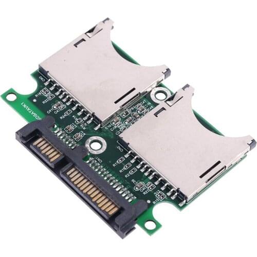 2Port Dual SD SDHC MMC RAID to SATA Adapter Converter with Enclosure for SD Card Dropshipping