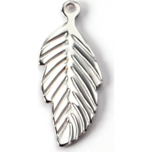 ASON 10pcs/lot Leaf Pendant Stainless Steel Leaves Feather Charm Single Hole For Necklaces Bracelet DIY Jewelry Making Supplies