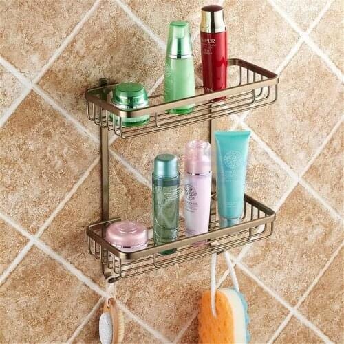 Bathroom Shelf Space Aluminum Antique Shower Shampoo Soap Cosmetic Shelf Bathroom Accessories Storage Organizer Rack Holder