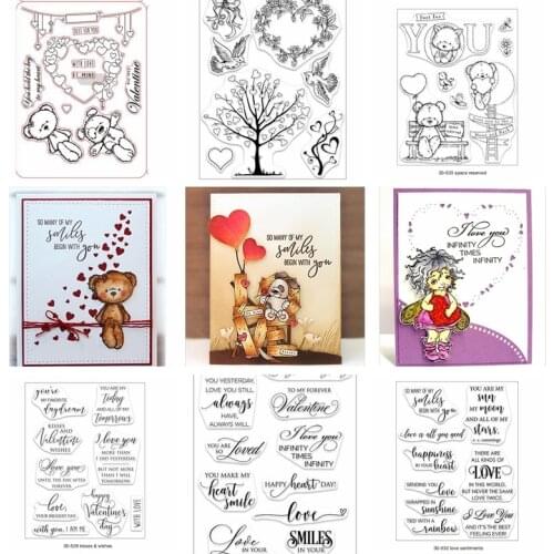 5x6.5in Love Heart Bear Transparent Clear Silicone Stamp/Seals For DIY Scrapbooking/Valentine Decorative Card Making Clear Stamp