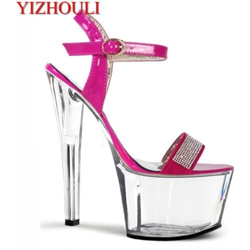 Direct manufacturers hate day high 17 cm high water table nightclub crystal sandals ultra fine with small size shoes