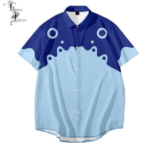 Cute Whale 3D Printing Unisex Shirt Women/Men Casual Short Sleeve Cool Loose Button Streetwear Harajuku Overclothes Oversize