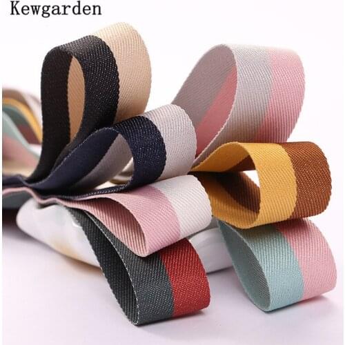 Kewgarden Double Colors Twill Polyester Cotton Ribbon 25mm 1" DIY Bow Tie Accessories Webbing Handmade Tape Riband 20 Yards