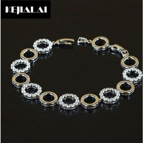 Trendy Women Crystal Chain Bangle Bracelet Rhinestone Round Charm Bracelet for Girls Romantic Sweet Style Pulseras Femme Gift